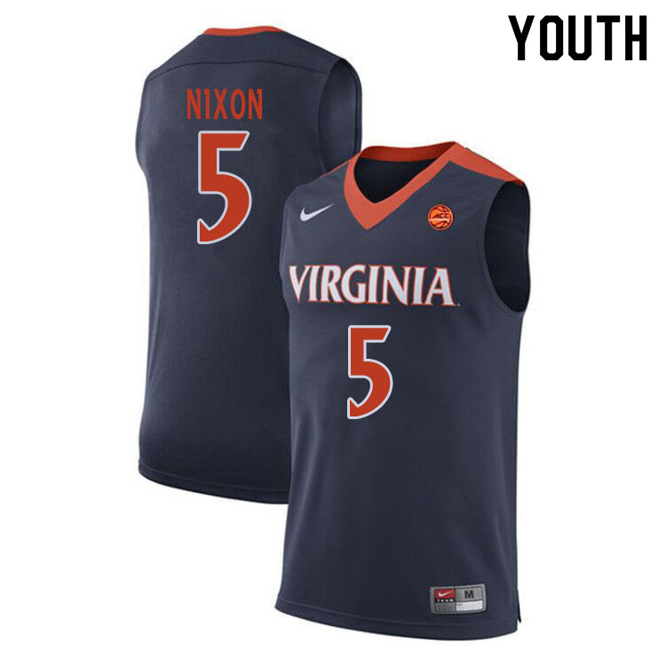 Youth #5 Jayden Nixon Virginia Cavaliers College Basketball Jerseys Sale-Navy
